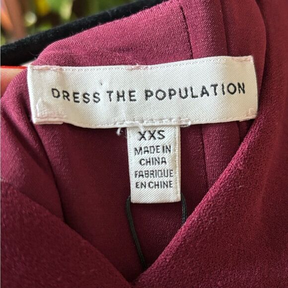 ✨NWT✨ Dress the Population Alessia Dress - Size XXS Maroon (size 0-2) - Picture 9 of 10